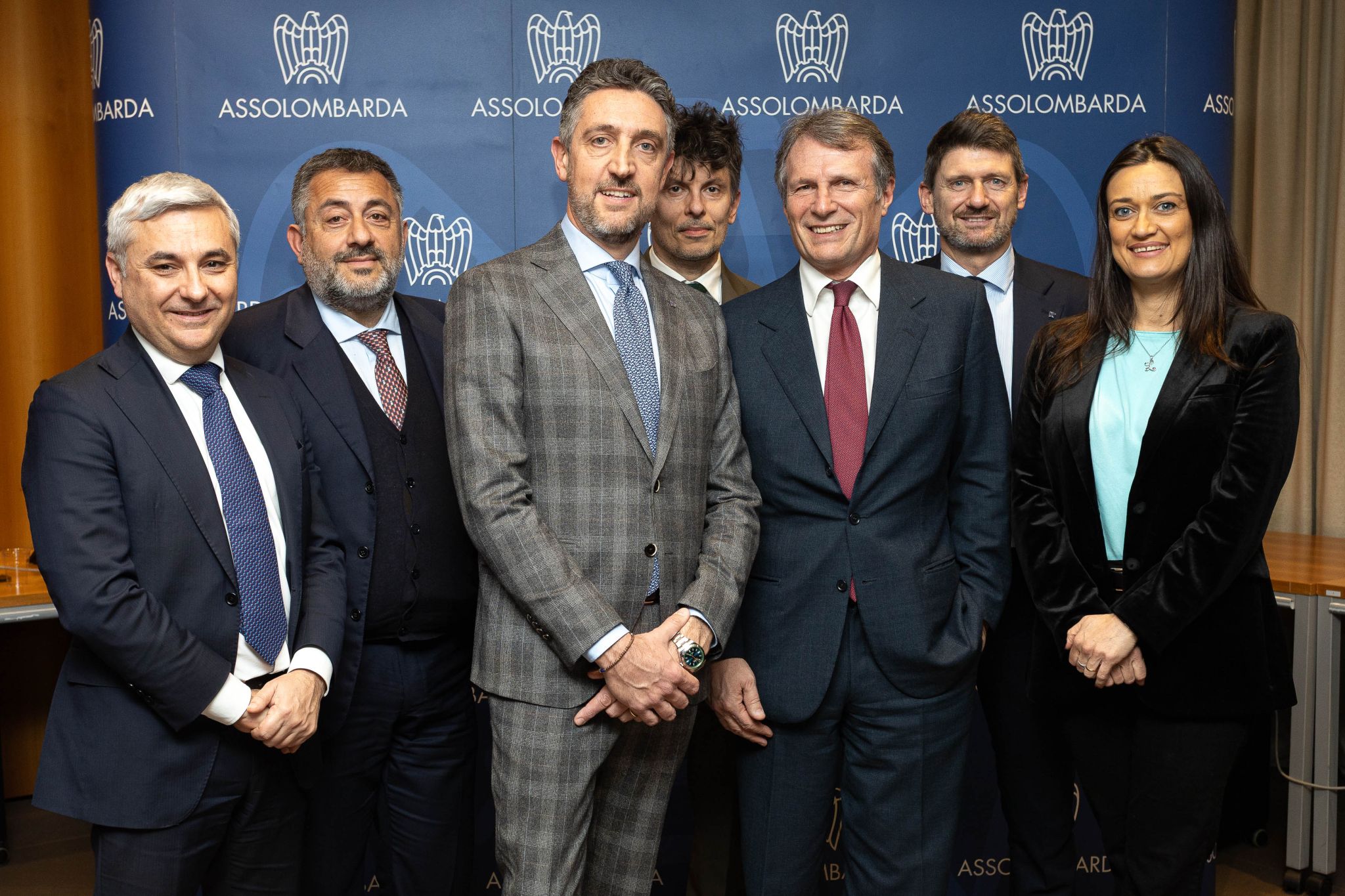 Lara Botta along with Assolombarda SMEs’ new President, Mattia Macellari, and Vice Presidents Marco Grecchi, Leopoldo Longobardi, Valerio Berra, and Mattia Adani.
